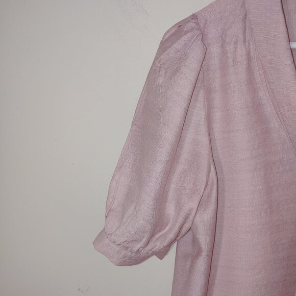 Entro Tie Up Front Pullover Blouse Size M Dusty Blush Pink - Picture 4 of 7